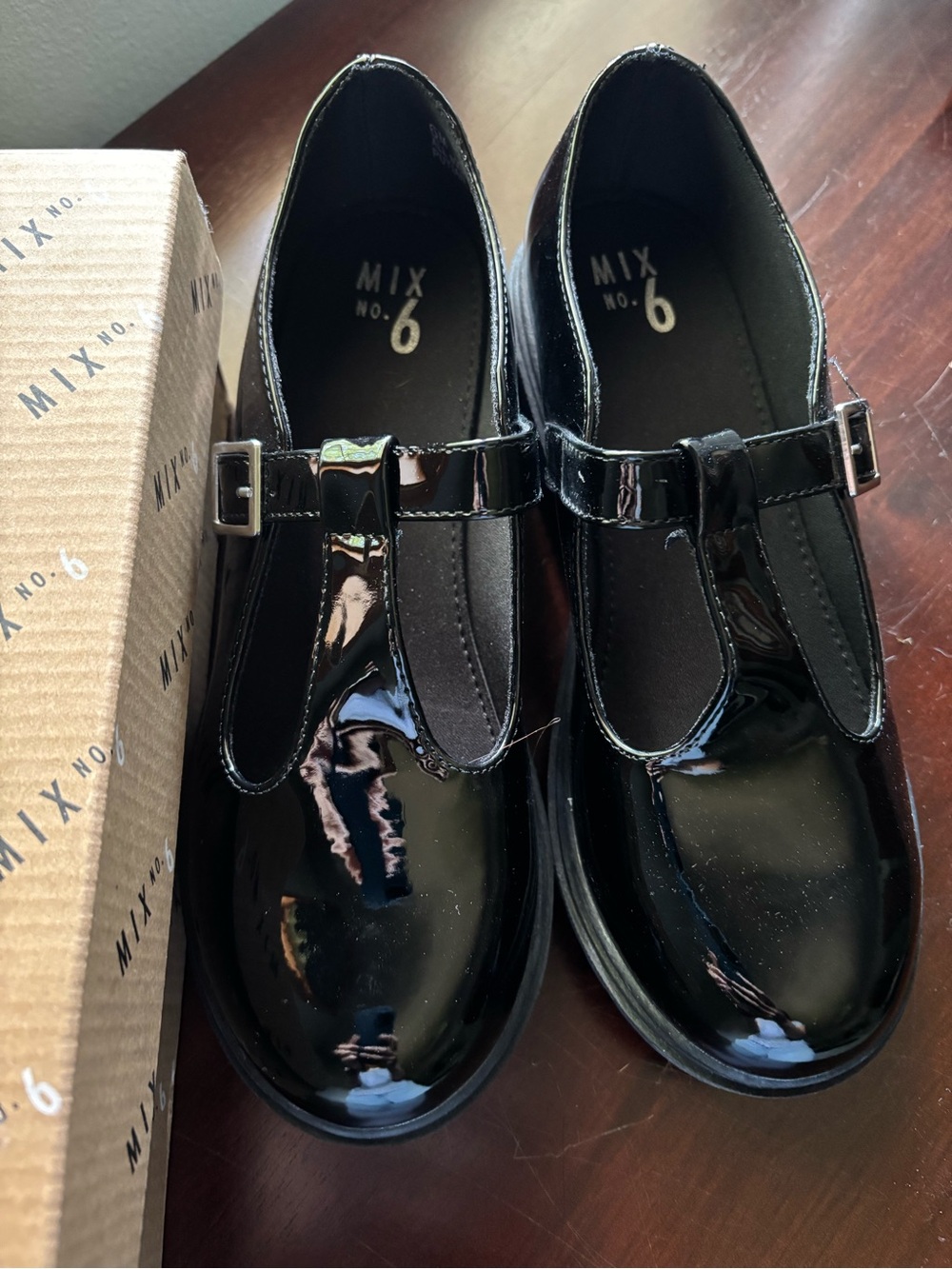 Mix No. 6 Girls' Black Patent T-Strap Mary Jane Shoes
